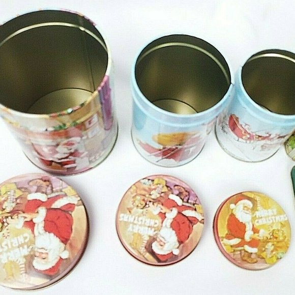 5 VTG Christmas Collectible nesting Tins cans - Picture 4 of 8